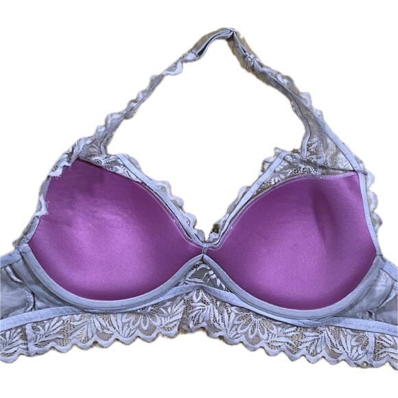 Victoria’s Secret PINK Beige Floral Lace Bralette 36B Push-Up Romantic Lingerie - Picture 8 of 14